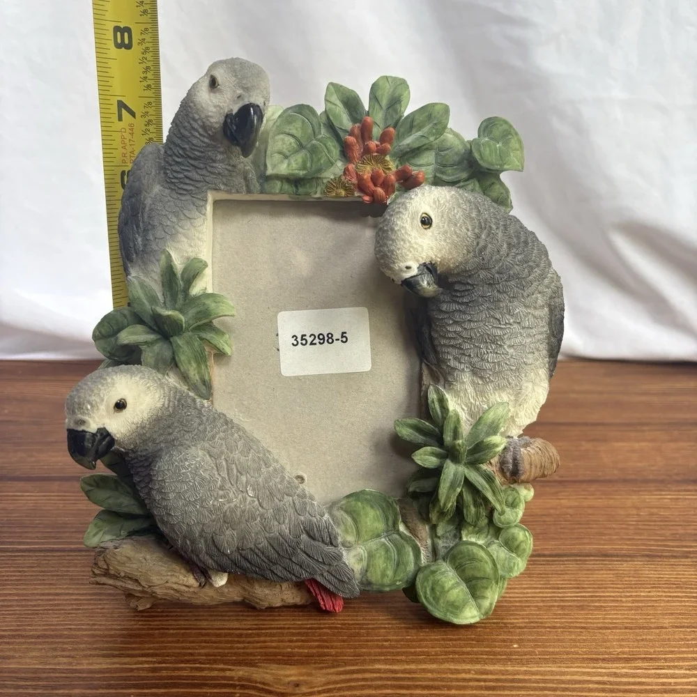 E&S Imports African Grey Parrots 3D Resin Picture Frame Tropical Photo Frame